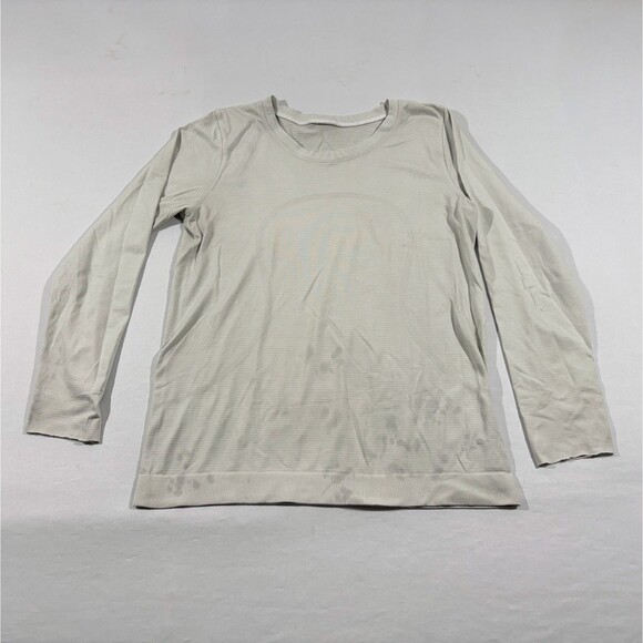 Lululemon Shirt Womens 4 White Swiftly Long Sleeve Lightweight Stretch Flaws - Picture 1 of 14